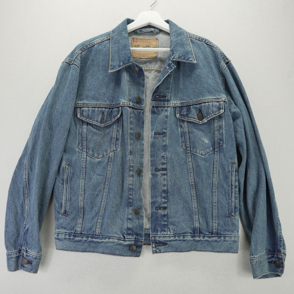 Levi Strauss Signature Mens Denim Trucker Jacket Medium Wash Blue Cotton M